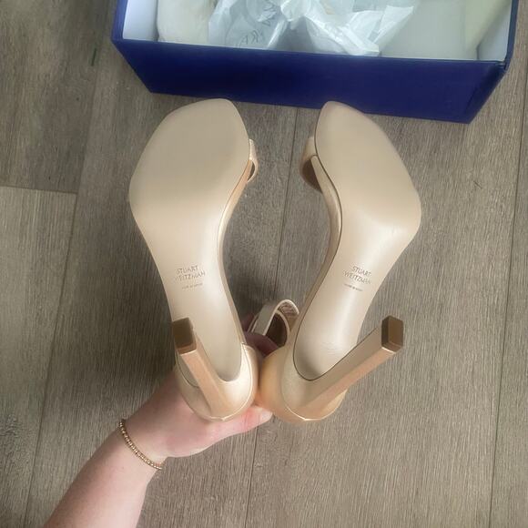 Stuart Weitzman Blush Silk Satin Square Nudist Heels Strappy Sandal Size 6 NIB - Picture 6 of 10